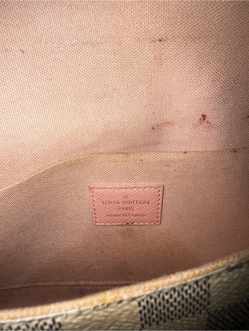 LOUIS VUITTON Damier Azur Calfskin Pochette Felicie Eau de Rose